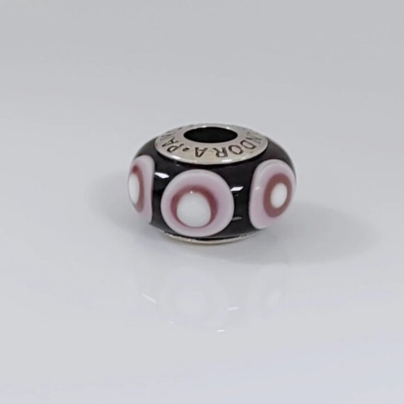 Pandora Purple Spots Stepping Stone Charm Murano Glass Charm Bead with box - Picture 1 of 4